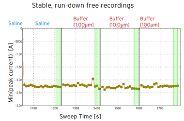 Cav1.2 stable, run-down free recordings